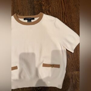 French Connection Cream and Tan Sweater